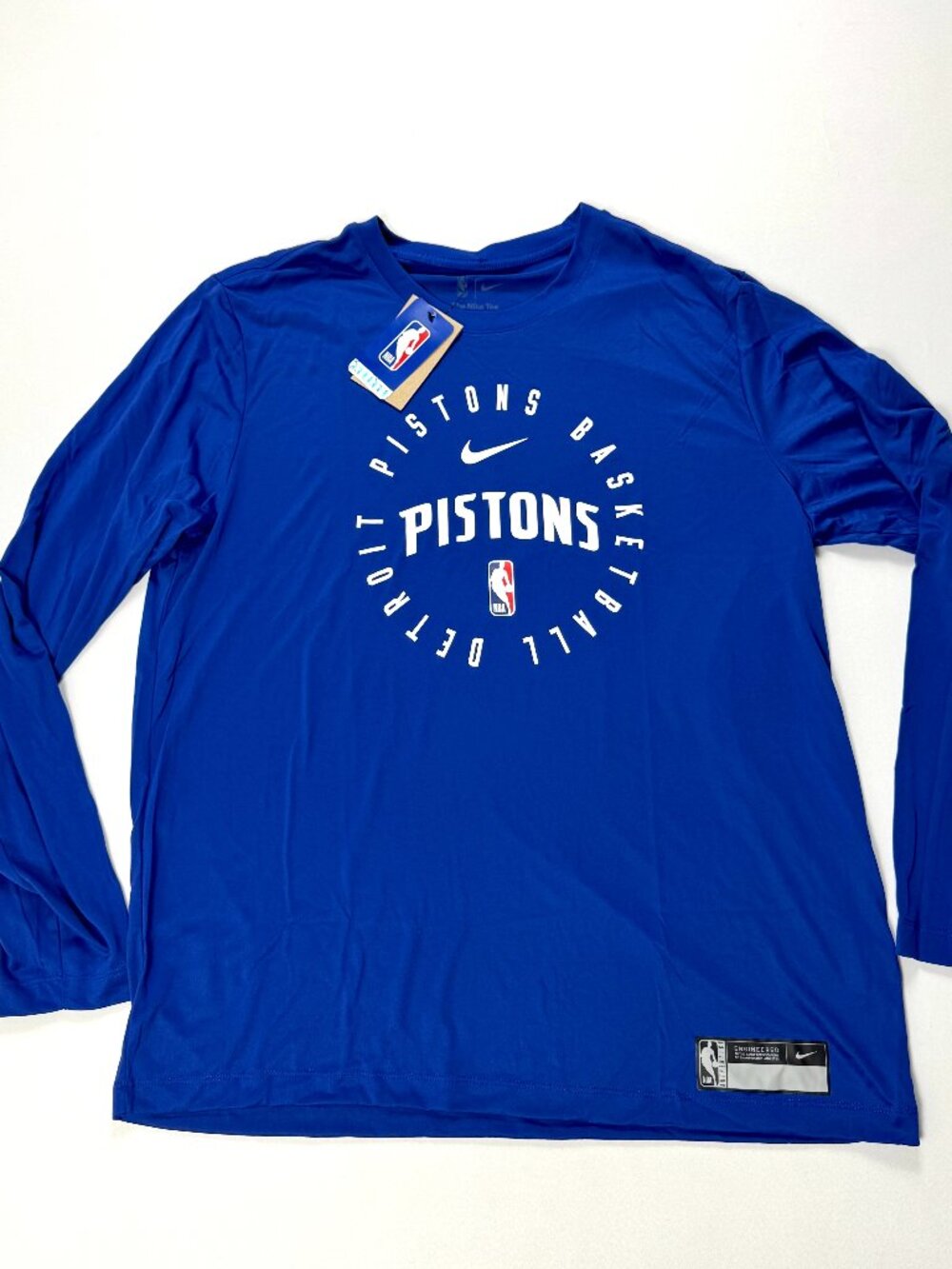 Nike Detroit Pistons Mens On Court Warm Up Shirt Sz XL Blue NWT HF1441-495
